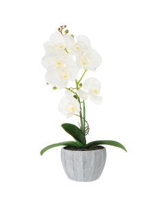 Цветок искусственный Орхидея белая в горшке 40 см Fuzhou light