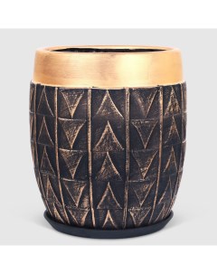Горшок керамический для цветов золотая кайма 39 5 см с поддоном Qianjin