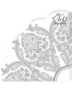 Салфетки бумажные royal серебро на белом 3сл 12л Art bouquet