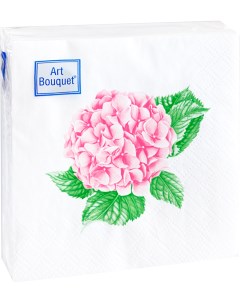 Салфетки бумажные розовая гортензия 20х20 2сл 30л Art bouquet