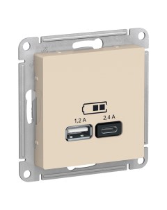 Розетка usb a с 5в 2 4 2х5в 1 2 бежевый Schneider electric