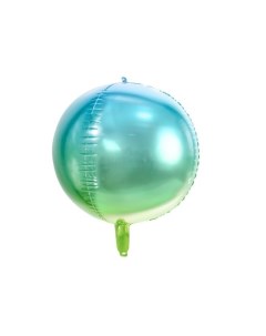 Шар воздушный из фольги голубой зеленый 35см Party deco