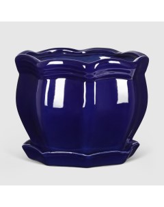 Кашпо керамическое для цветов 22x16см синий глянец Shine pots