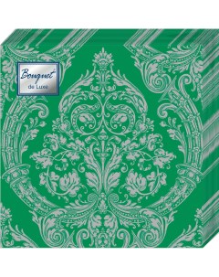 Салфетки бумажные серебро на зелёном 24х24 3сл 25л Bouquet de luxe
