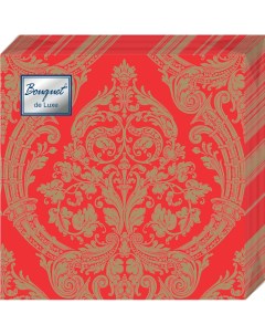 Салфетки бумажные золото на красном 24х24 3сл 25л Bouquet de luxe