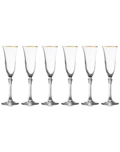 Набор бокалов для шампанского Gemma золото 150 мл 6 шт Lareine
