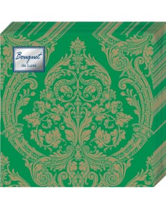 Салфетки бумажные золото на зеленом 24х24 3сл 25л Bouquet de luxe