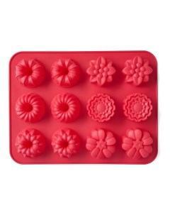 Форма силиконовая для выпечки Cupcakes красная 12 кексов Walmer