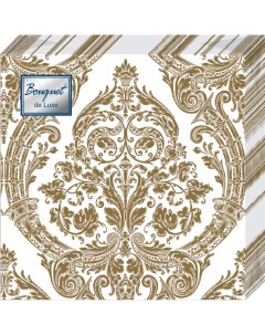 Салфетки бумажные золото на белом 24х24 3сл 25л Bouquet de luxe
