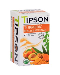 Чай органический Куркума и моринга с персиком 25 пакетиков Tipson