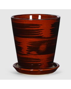 Кашпо керамическое для цветов 13x15см коричневый глянец Shine pots