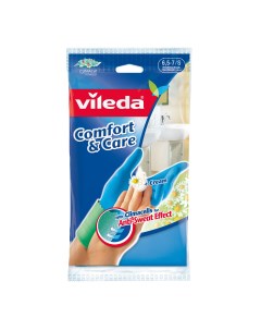 Перчатки Comfort Care для чувствительной кожи с кремом S Vileda