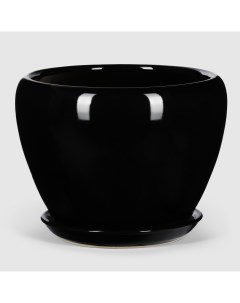 Кашпо керамическое для цветов 26x19 см черный глянец Shine pots
