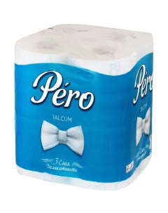 Туалетная бумага Talcum 3 слойная 6 рулонов белая Péro