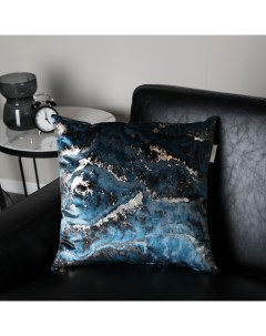Подушка декоративная 45х45 мрамор синяя Sofi de marko