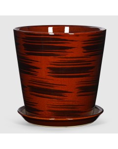 Кашпо керамическое для цветов 20x20см коричневый глянец Shine pots