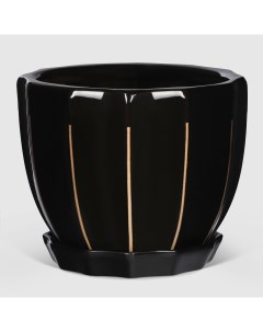 Кашпо керамическое для цветов 22x15 5 см черный глянец Shine pots