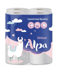 Туалетная бумага 3 слойная 8 рулонов белая Alpa