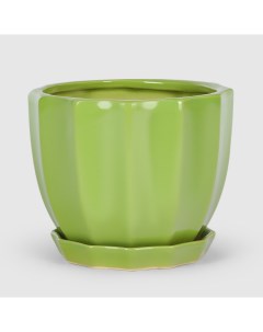 Кашпо керамическое для цветов 17x13см салатовый глянец Shine pots