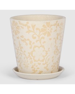 Кашпо керамическое для цветов 13x15см белый узор Shine pots