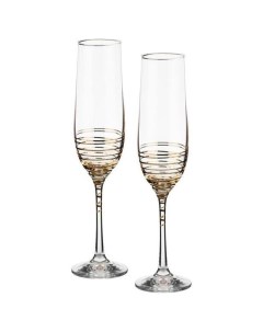 Набор бокалов A S виола золото для шампанского 190 мл 2 шт Crystalex