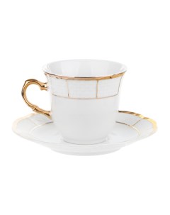 Чашка с блюдцем высокая 155 мм Менуэт декор Отводка золото золотые держатели 1794 Thun