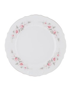 Набор тарелок мелких 27 см 1794 декор бледные розы отводка платина Thun