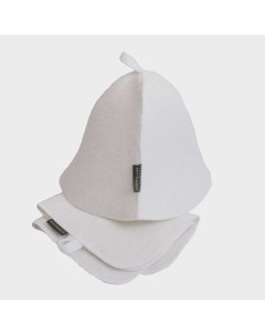Комплект банный шапка и коврик белый Фитотрадиции
