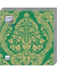 Салфетки бумажные золото на зеленом 3сл 20л Home collect classic