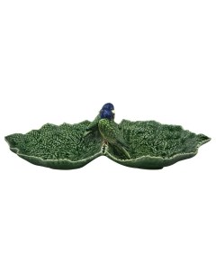 Блюдо листья с двумя синими птичками 34 см Bordallo pinheiro