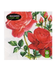Салфетки бумажные Розы трехслойные 33х33 см 20 шт Bulgaree green
