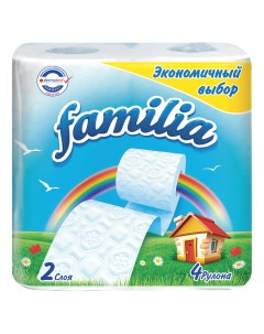 Туалетная бумага двухслойная белая 4 шт Familia