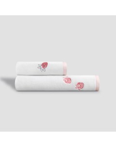 Комплект полотенец Стробби белый с розовым 50х70 70х130 см Kids by togas