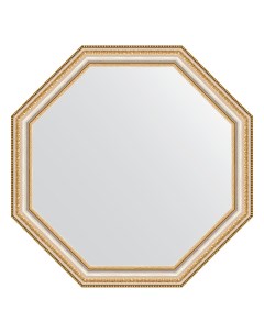Зеркало в багетной раме золотые бусы на серебре 60 мм 66x66 см Evoform
