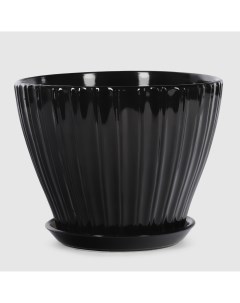 Кашпо керамическое для цветов 16x14см черное глянец Shine pots