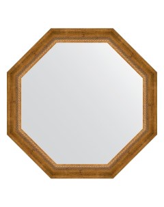 Зеркало в багетной раме состаренная бронза с плетением 70 мм 73х73 см Evoform