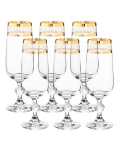 Набор бокалов для шампанского Sterna панто 2 отводки золото 180 мл 6 шт Crystalite bohemia