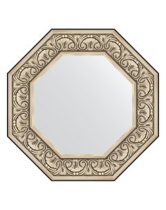 Зеркало в багетной раме барокко серебро 106 мм 60 4х60 4 см Evoform