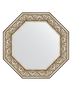 Зеркало в багетной раме барокко серебро 106 мм 70 4х70 4 см Evoform