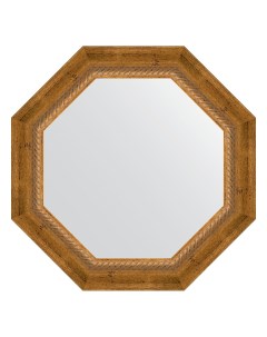 Зеркало в багетной раме состаренная бронза с плетением 70 мм 53х53 см Evoform