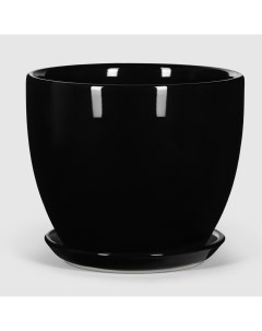 Кашпо керамическое для цветов 23x18 см черный глянец Shine pots