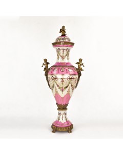 Ваза фарфоровая с ангелами розовая 33х23х77 см Wah luen handicraft