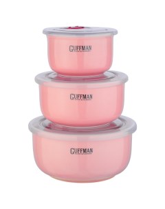 Набор контейнеров Ceramics 3 шт светло розовый Guffman