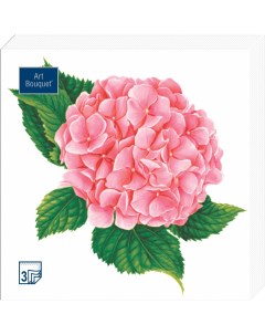 Салфетки бумажные розовые гортензии 33Х33 3сл 20шт Art bouquet