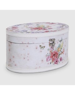 Шкатулка Цветение белая с розовыми цветами 26 3х19 5х13 3 см Fuzhou star