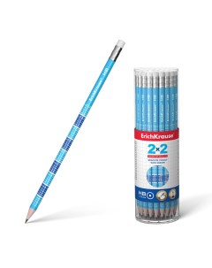 Чернографитный круглый карандаш с ластиком 2x2 HB Erich krause