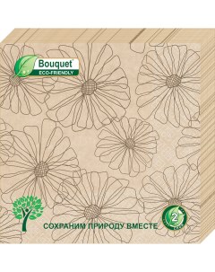 Салфетки бумажные крафтовые ромашки 33х33 2сл 25л Bouquet eco-friendly