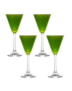 Набор бокалов Пралине для мартини зеленый 90 мл 4 шт Crystalex