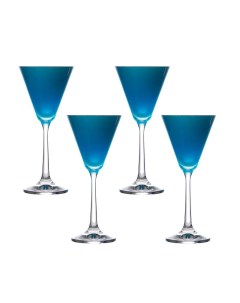 Набор бокалов Пралине для мартини голубой 90 мл 4 шт Crystalex