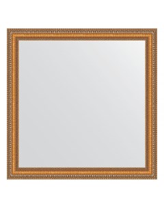 Зеркало в багетной раме золотые бусы на бронзе 60 мм 75х75 см Evoform